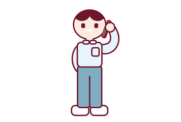 電話をする男性のポップでシンプルなイラスト