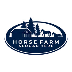 Elegant Horse Farm logo design vector template