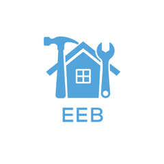Home Repair Service Logo with Hammer and Wrench Icon –EEB Branding Design. EEB Letter Logo.
