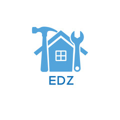 Home Repair Service Logo with Hammer and Wrench Icon –EDZ Branding Design. EDZ Letter Logo.
