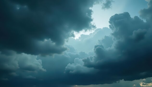 Heavy, charcoal grey clouds fill the frame, threatening rain , black, rain