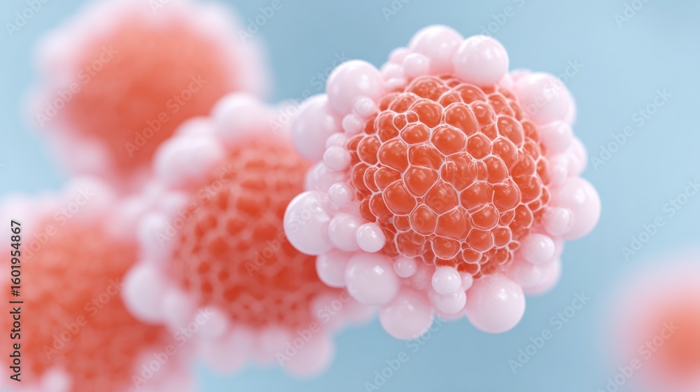 Poster close up macro view of organic cells with a honeycomb structure surrounded by small bubbles