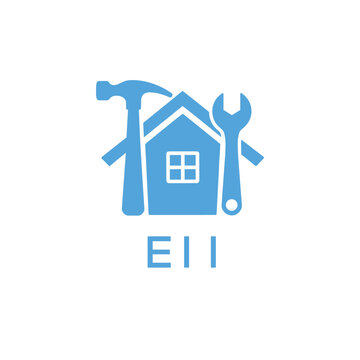 Home Repair Service Logo with Hammer and Wrench Icon &ndash;EII Branding Design. EII Letter Logo.
