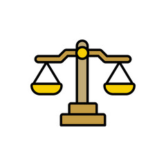 Scale of Justice Color Lineal Icon. Law Scale Symbol. Easy Editable Color and Stroke