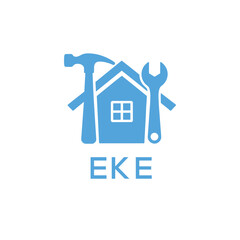 Home Repair Service Logo with Hammer and Wrench Icon –EKE Branding Design. EKE Letter Logo.
