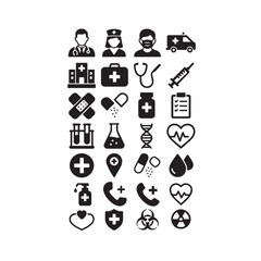 Medical and Healthcare Solid Glyph Icon Set
