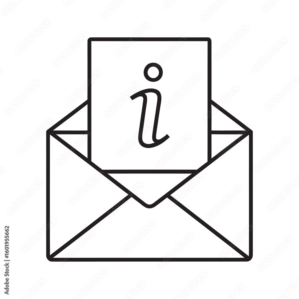 Poster newsletter information email in an envelope representing a message subscription update and digital c