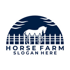 Elegant Horse Farm logo design vector. Horse farm logo design