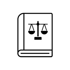 Scale of Justice Book Black Outline Icon. Law Scale and Book Symbol. Easy Editable Stroke