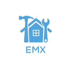 Home Repair Service Logo with Hammer and Wrench Icon –EMX Branding Design. EMX Letter Logo.

