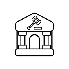 Curthouse Black Outline Icon. Curthouse Symbol. Easy Editable Stroke