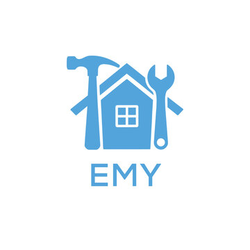 Home Repair Service Logo with Hammer and Wrench Icon &ndash;EMY Branding Design. EMY Letter Logo.
