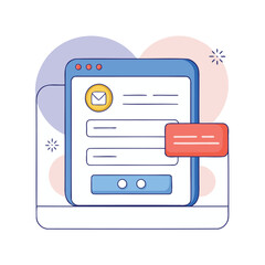 Illustration of a digital sign up form with email icon and submit button isolated on white background