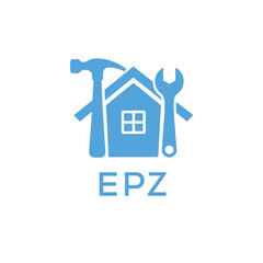 Home Repair Service Logo with Hammer and Wrench Icon –EPZ Branding Design. EPZ Letter Logo.
