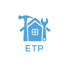 Home Repair Service Logo with Hammer and Wrench Icon –ETP Branding Design. ETP Letter Logo.
