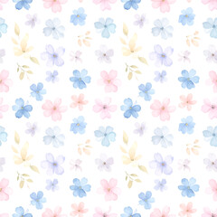 Delicate Watercolor Floral Pattern Seamless Spring Bloom Background