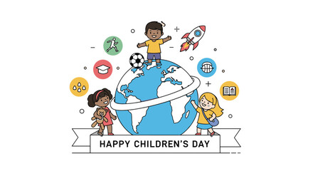 Fototapeta premium Celebrate global childhood joy and dreams for a brighter future together