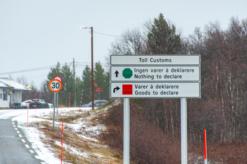 Toll Customs Sign on the Road