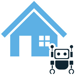 Home robot icon vector, depicting automated assistance and smart living solutions. Ideal for illustrating domestic technology, convenience, and futuristic household devices.