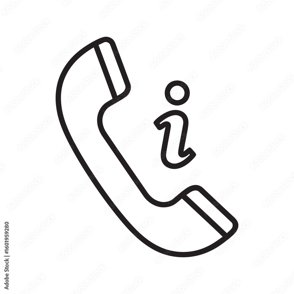 Poster call center support icon showing a telephone with an information symbol for a help hotline and custo