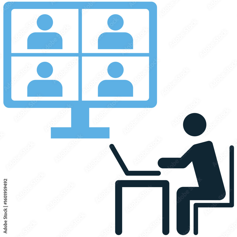 Poster online meeting icon vector for virtual collaboration and remote communication. perfect for web confe