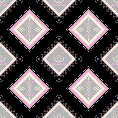 A seamless pattern of diamond-shaped geometric designs in various soft colors, creating a sense of harmony and aesthetic appeal.