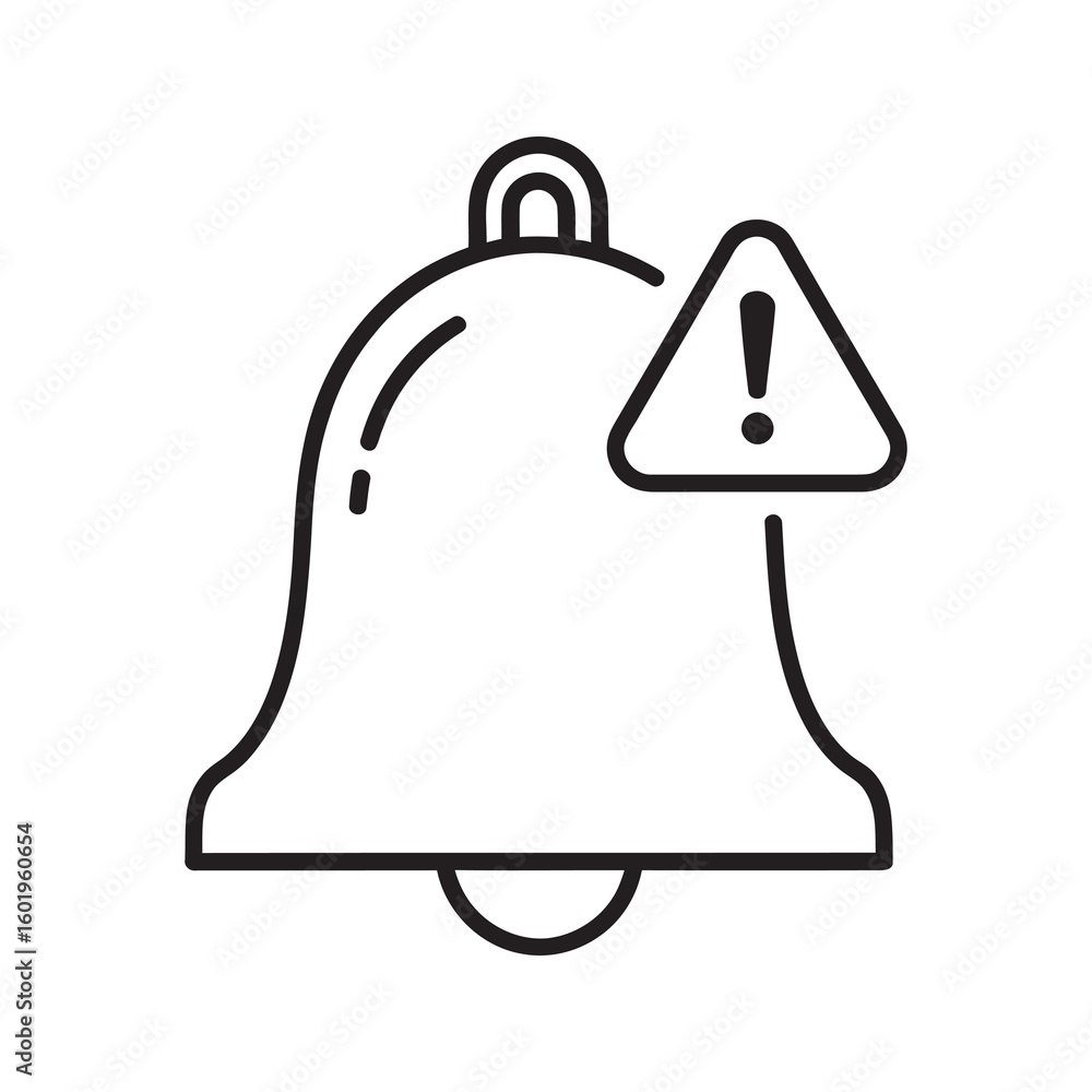 Aufkleber alert notification bell with a warning sign for a danger alarm representing an important message for