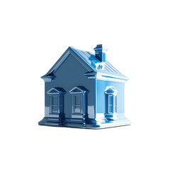 Clean and Surreal Blue Metal House Sculpture

