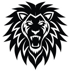 aggressive lion head in tribal vector style for ta.eps