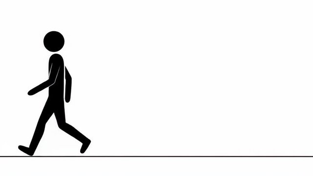 Animated Stick Figure Walking Cycle on White Background - Simple Motion