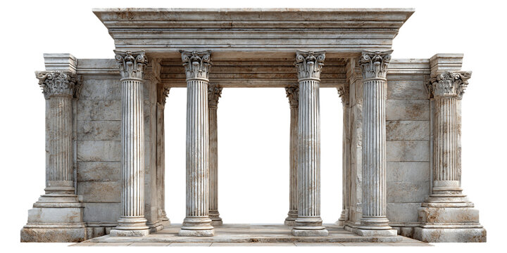 Ancient Stone Gateway with Columns and Architectural Details, PNG