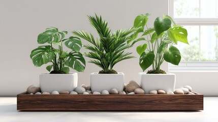 Potted plants on a tray