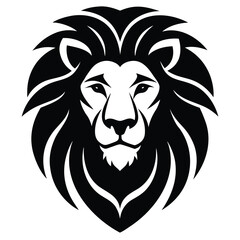 lion head with curved mane in elegant vector logo .eps