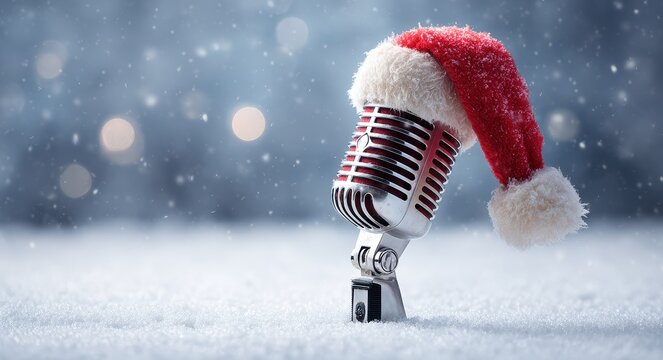 Christmas Microphone. Santa Hat Microphone for Festive Carol Singing