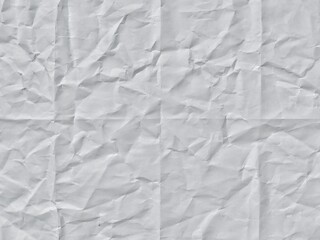 Crumpled white paper texture with fold lines. Crumpled blank white paper folded in eight fraction background. Ideal for backgrounds, overlays, space for text, space for advertising copy.