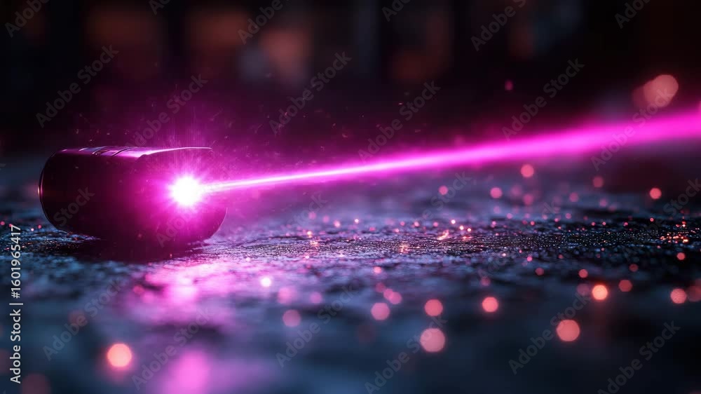 Aufkleber dynamic laser beam animation with particle effects and dark futuristic background