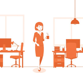 Businesswoman Coffee Break Office Minimalist Style