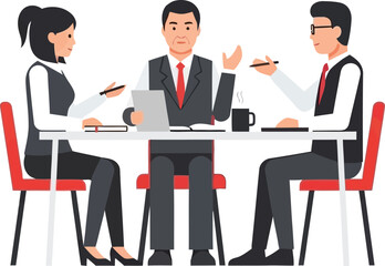 Obraz premium Business Team Meeting: Flat Design Illustration