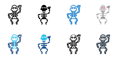Naklejka premium Skeleton icon set multiple style collection 