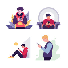Young Men Spend Time on Phone