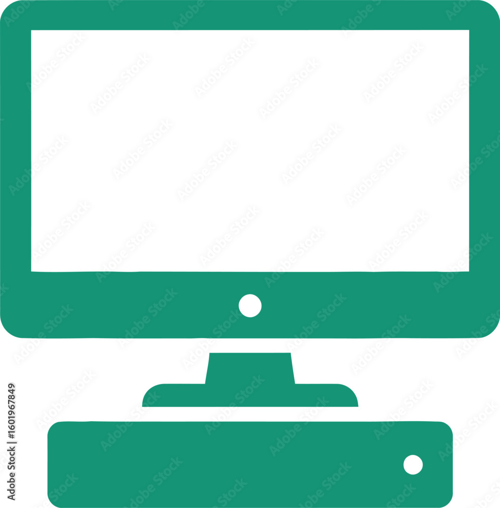 Poster teal desktop computer icon minimalist design