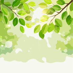 Obraz premium Rich green tree branch with roundish bokeh