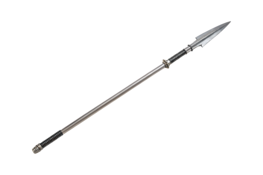 Sharp metal spear with textured grip javelin weapon