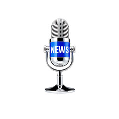 Retro Broadcast Mic with Blue NEWS Banner

