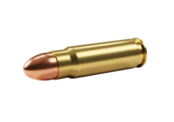 Golden bullet ammunition isolated on transparent background