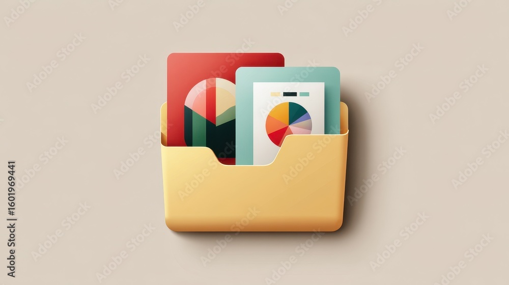 Aufkleber folder containing colorful charts and graphs, representing data analysis and visualization in a mode