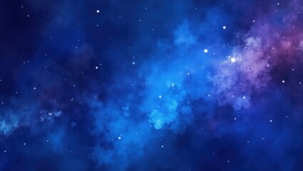 Fototapeta premium Vibrant blue and purple nebula with scattered stars in deep space