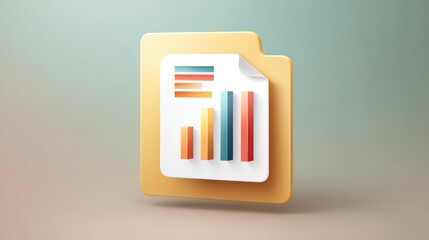 Fototapeta premium Digital illustration of a folder containing a document with colorful graphs, representing data management and analytics.