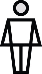 Simple geometric person icon, a minimalist human figure design.