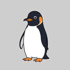 Fototapeta premium Cartoon Emperor Penguin with Orange Accents and Black Outline Standing Upright